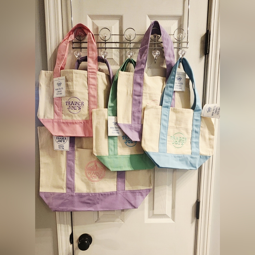 NWT 6 Trader Joe's Canvas Tote/Mini Bags (2 Large & 4 Mini)